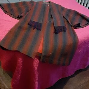 Red and blue plaid ladies wool Cape vintage coat